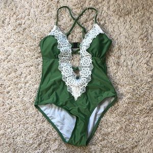 One piece low-cut bathing suit